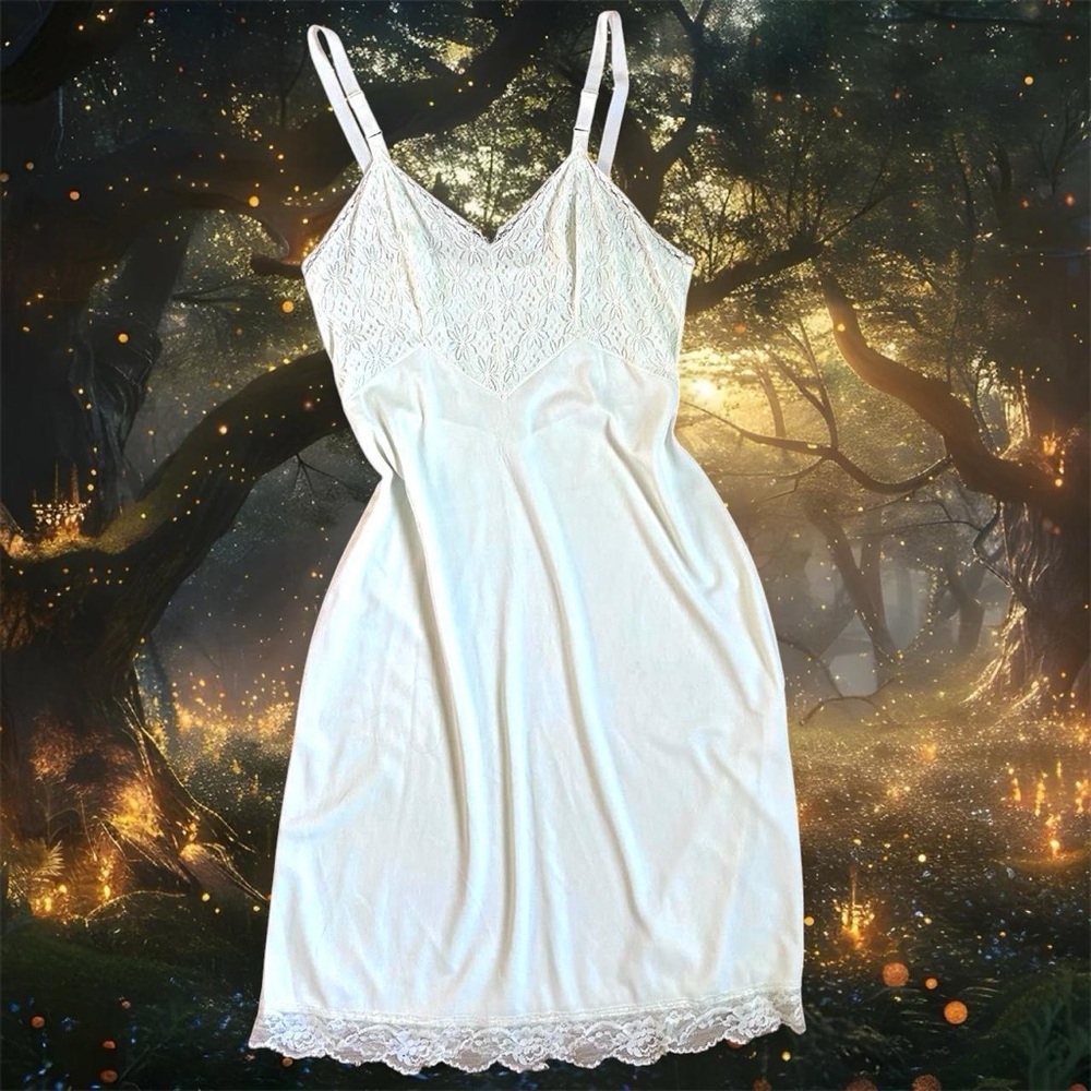 Vintage cream lace midi slip dress